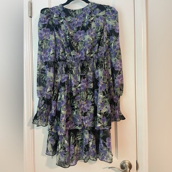 Boho Tiered Ruffle Layer Floral Mini Dress (medium) - Picture 6 of 12